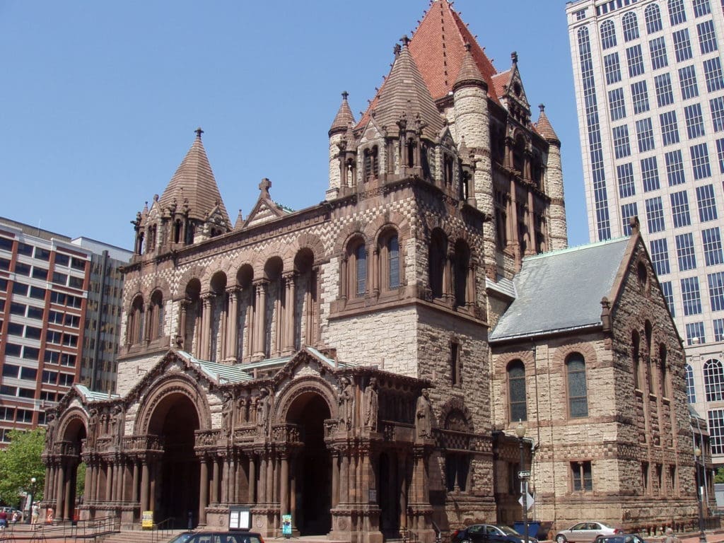 Trinity Church Boston Massachusetts front oblique view 15 most iconic buildings in America
